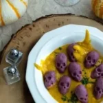 Spooky themed gnocchi dish for Halloween celebration