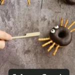 Spooky Spider Donuts decorated with chocolate glaze and candy eyes