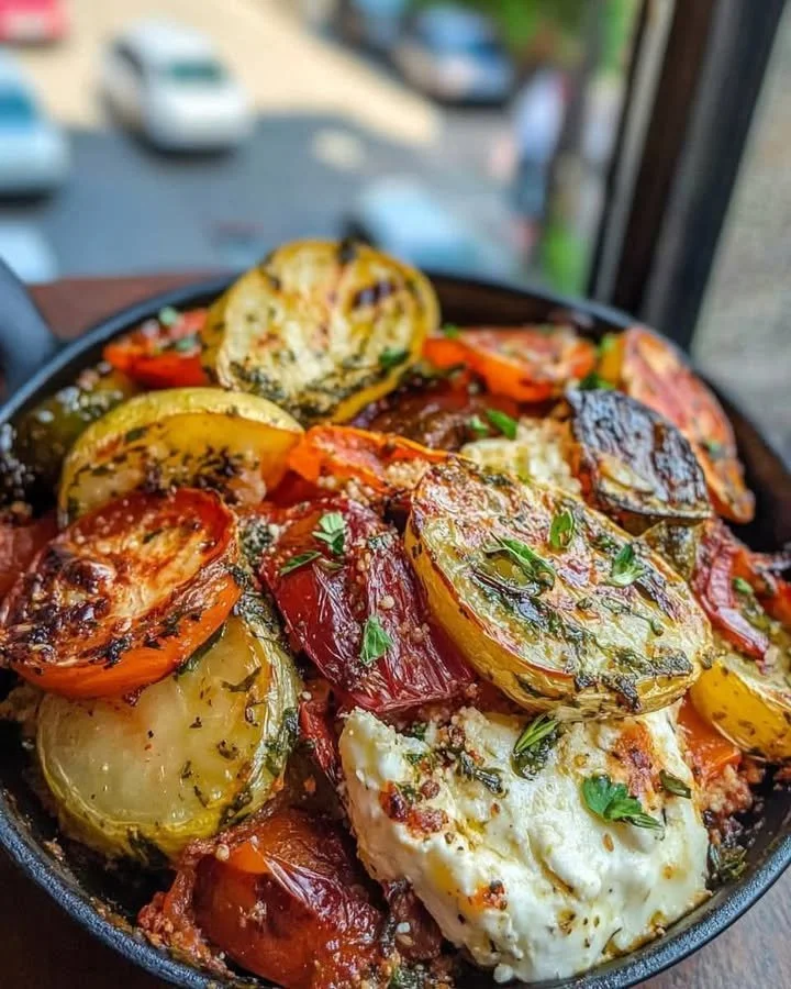 Delicious traditional Greek Briam made with roasted vegetables