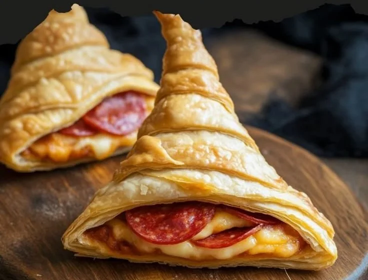 Halloween-themed Witch Hat Crescent Rolls made from crescent rolls.