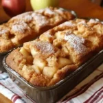 Freshly baked apple pie bread with warm spices and apple chunks
