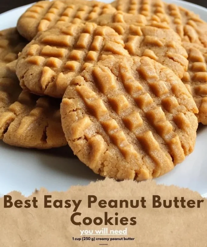 Deliciously baked easy peanut butter cookies on a cooling rack.