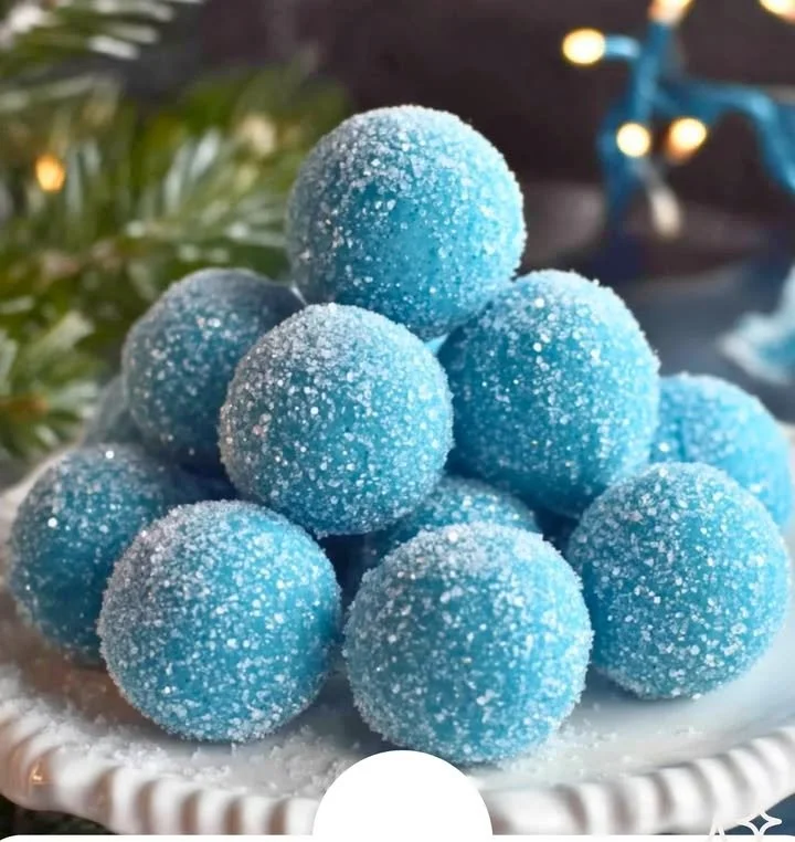 Delicious Blue Christmas Truffles decorated for the festive season