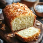 Slice of Butter Almond Cake with almonds and buttercream frosting
