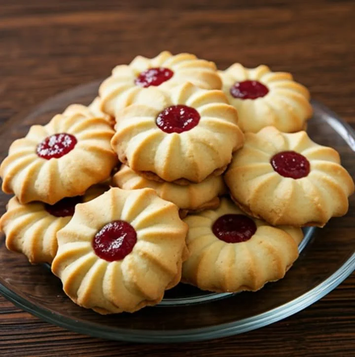 Delicious Butter Jam Cookies with a buttery texture and fruity jam filling.