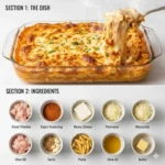 Cajun Cream Cheese Chicken Pasta Bake served in a casserole dish