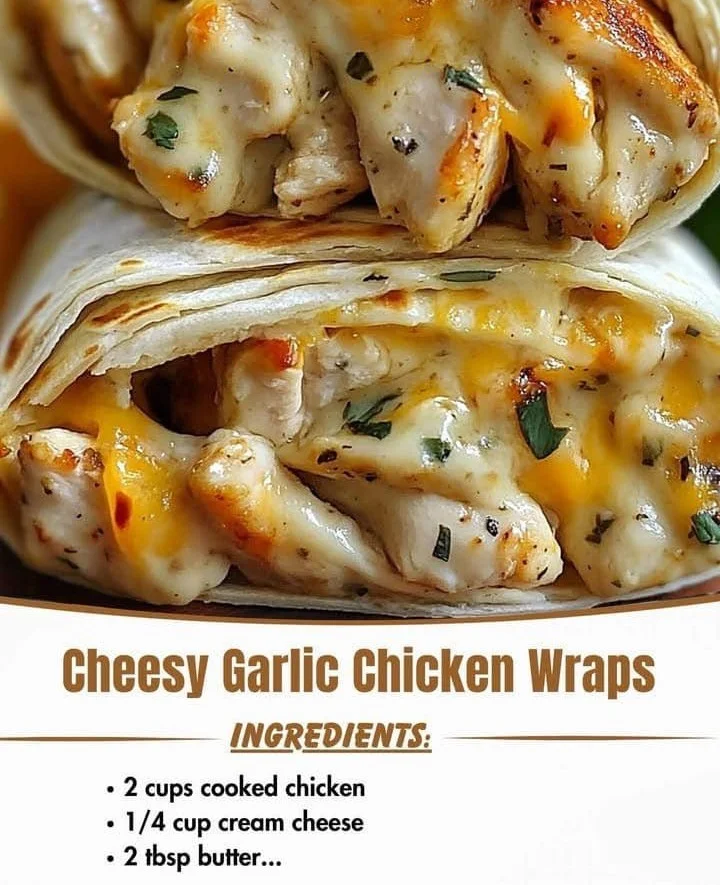 Delicious cheesy garlic chicken wraps ready to be enjoyed.