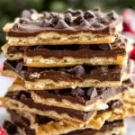 Delicious Christmas Crack with Saltine crackers and toffee topping