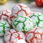 Delectable Christmas Crinkle Cookies dusted with powdered sugar