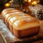 Deliciously spiced Christmas Eggnog Bread loaf fresh from the oven