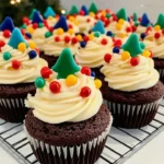 Delicious Christmas light cupcakes decorated for the holiday season