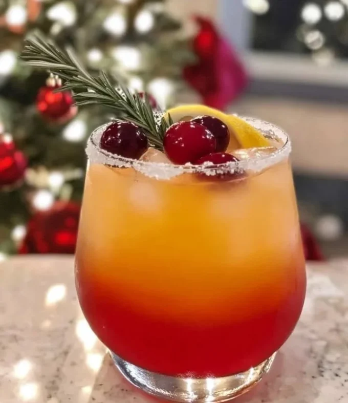 Large batch of Christmas Mistletoe Margarita in a festive setting