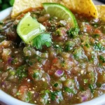 Cilantro-Lime Jalapeño Salsa in a bowl with fresh ingredients