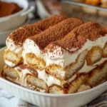 Classic chocolate tiramisu dessert with layers of rich chocolate and cream