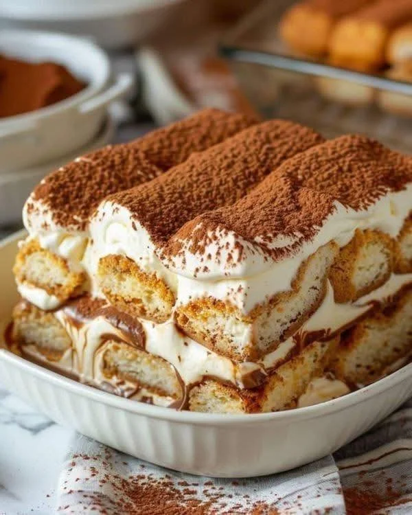 Classic chocolate tiramisu dessert with layers of rich chocolate and cream