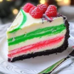 Colorful Christmas Cheesecake decorated with festive toppings
