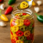 Jar of colorful pickled peppers ready to enhance your meals