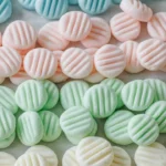 Delicious cream cheese mints on a decorative plate