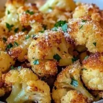 Crispy Parmesan roasted cauliflower served on a plate