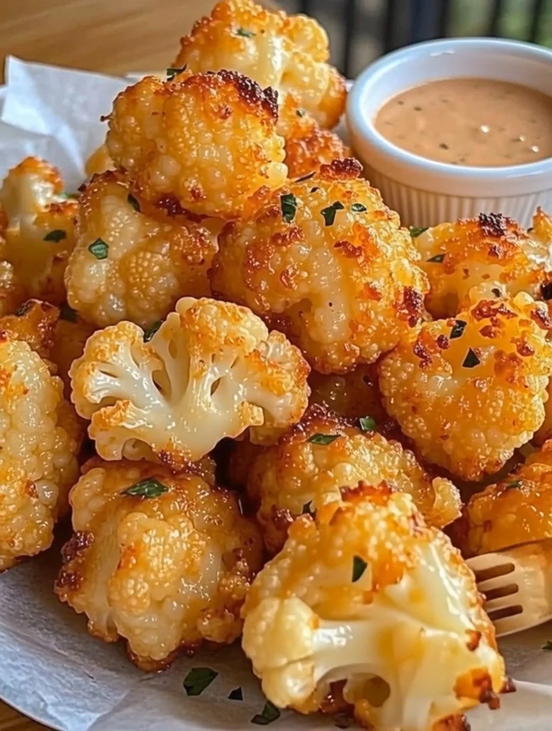 Crispy roasted cauliflower seasoned and ready to serve