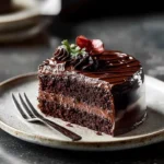 Delicious double-layer chocolate cake topped with creamy frosting