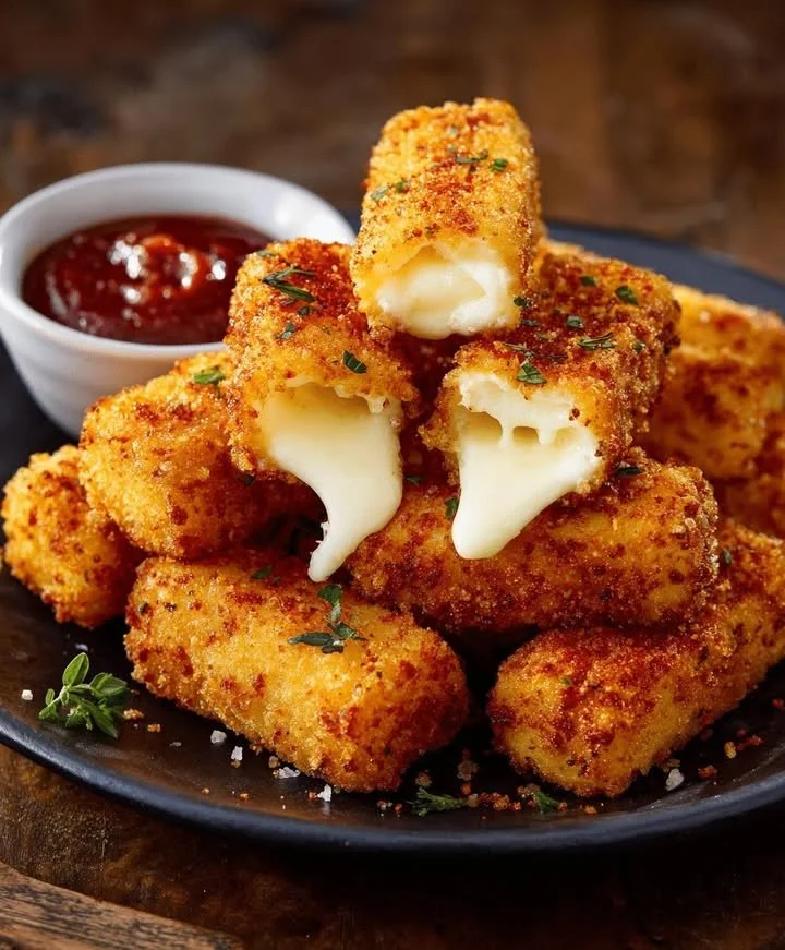 Easy homemade cheese sticks on a plate for snacking