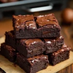 Delicious fudgy chocolate brownies on a plate, perfect for dessert.