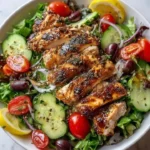Delicious grilled chicken garden salad with fresh vegetables and vibrant colors