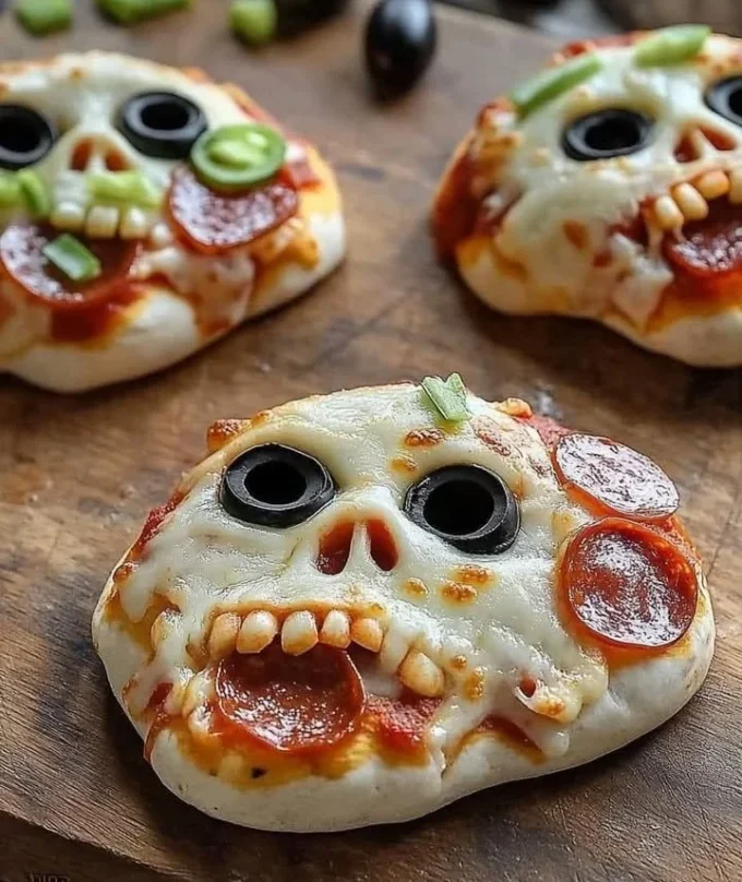 Halloween pizza skulls for festive celebrations
