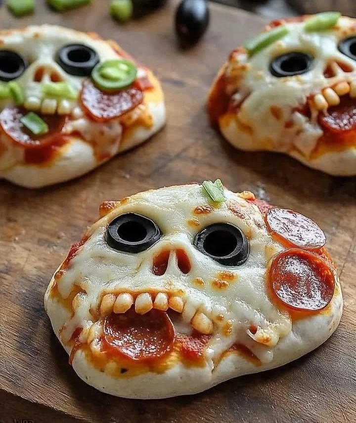 Halloween pizza skulls for festive celebrations