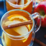 Delicious homemade apple cider made with fresh apples in a pot