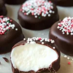 Homemade peppermint patties on a decorative plate