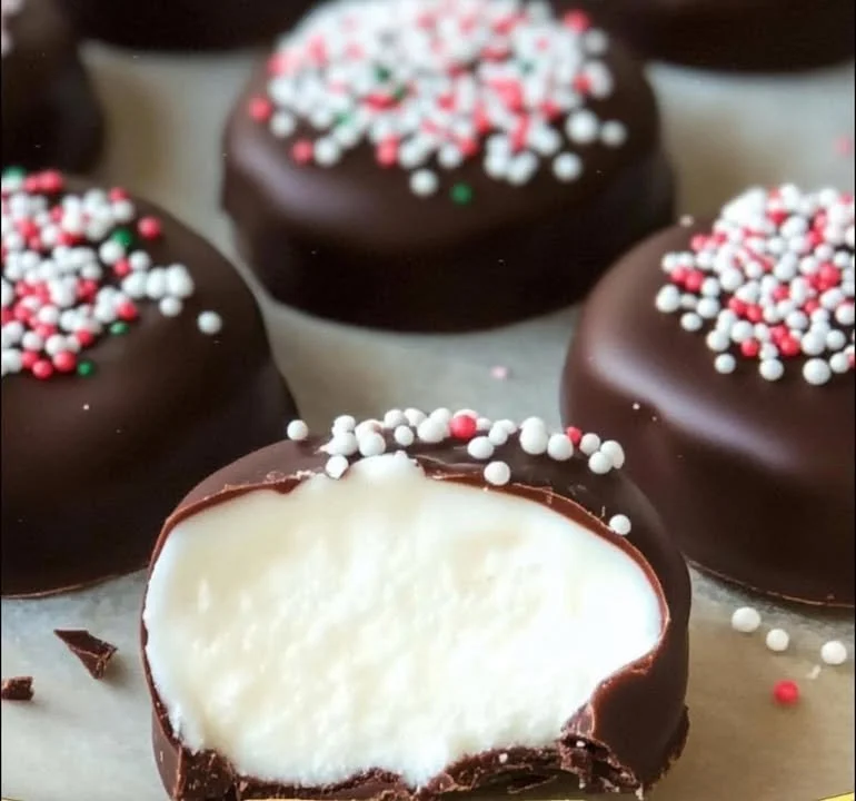 Homemade peppermint patties on a decorative plate
