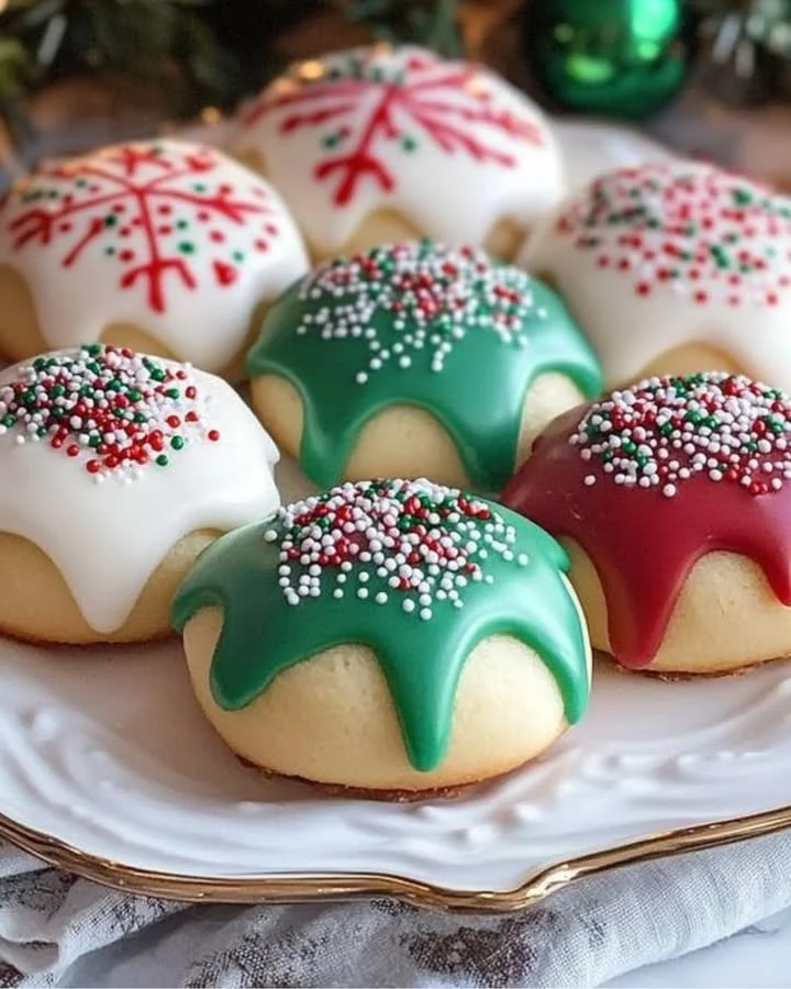 Assorted Italian Christmas cookies decorated for the holidays.