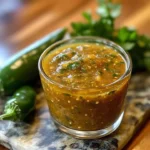 Jalapeno hot sauce bottle with fresh jalapenos and spices