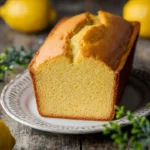 Moist lemon cake with creamy frosting on a beautiful plate.