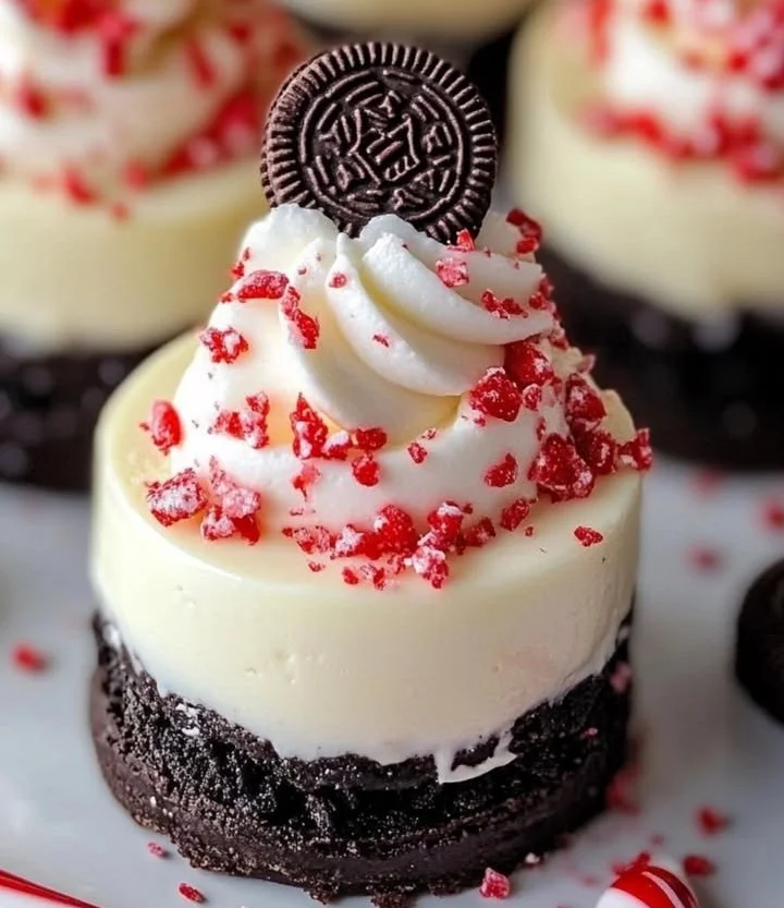Delicious No-Bake Oreo Peppermint Cheesecake Bites on a serving platter