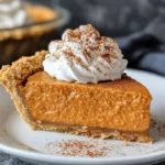Quick and easy no-bake pumpkin pie topped with whipped cream