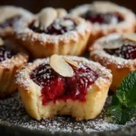 Delicious Raspberry Almond Tartlets on a dessert plate