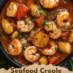 Delicious Seafood Creole dish served with rice and garnished with parsley