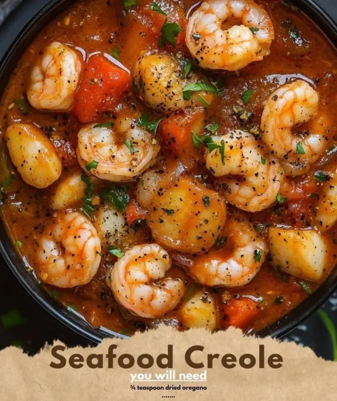 Delicious Seafood Creole dish served with rice and garnished with parsley