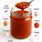 A jar of homemade spicy chutney showcasing its vibrant color and texture