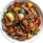 Delicious Spicy Honey Garlic Beef Stir-fry with colorful vegetables