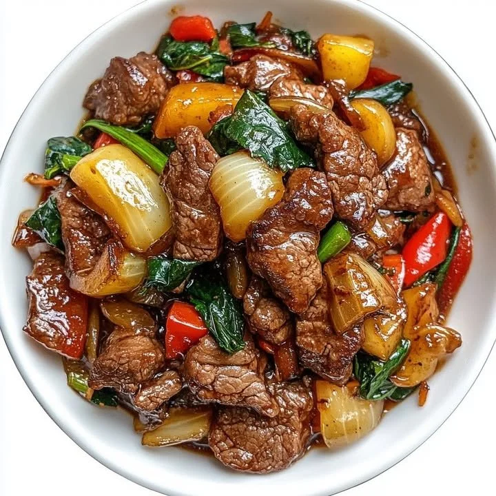 Delicious Spicy Honey Garlic Beef Stir-fry with colorful vegetables