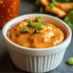 Jar of Spicy Sriracha Mayo on a wooden table with fresh ingredients