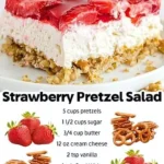 Delicious Strawberry Pretzel Salad with layers of strawberries and pretzels