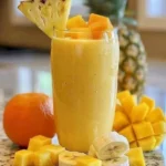Healthy sunshine smoothie made with fresh fruits for a refreshing drink